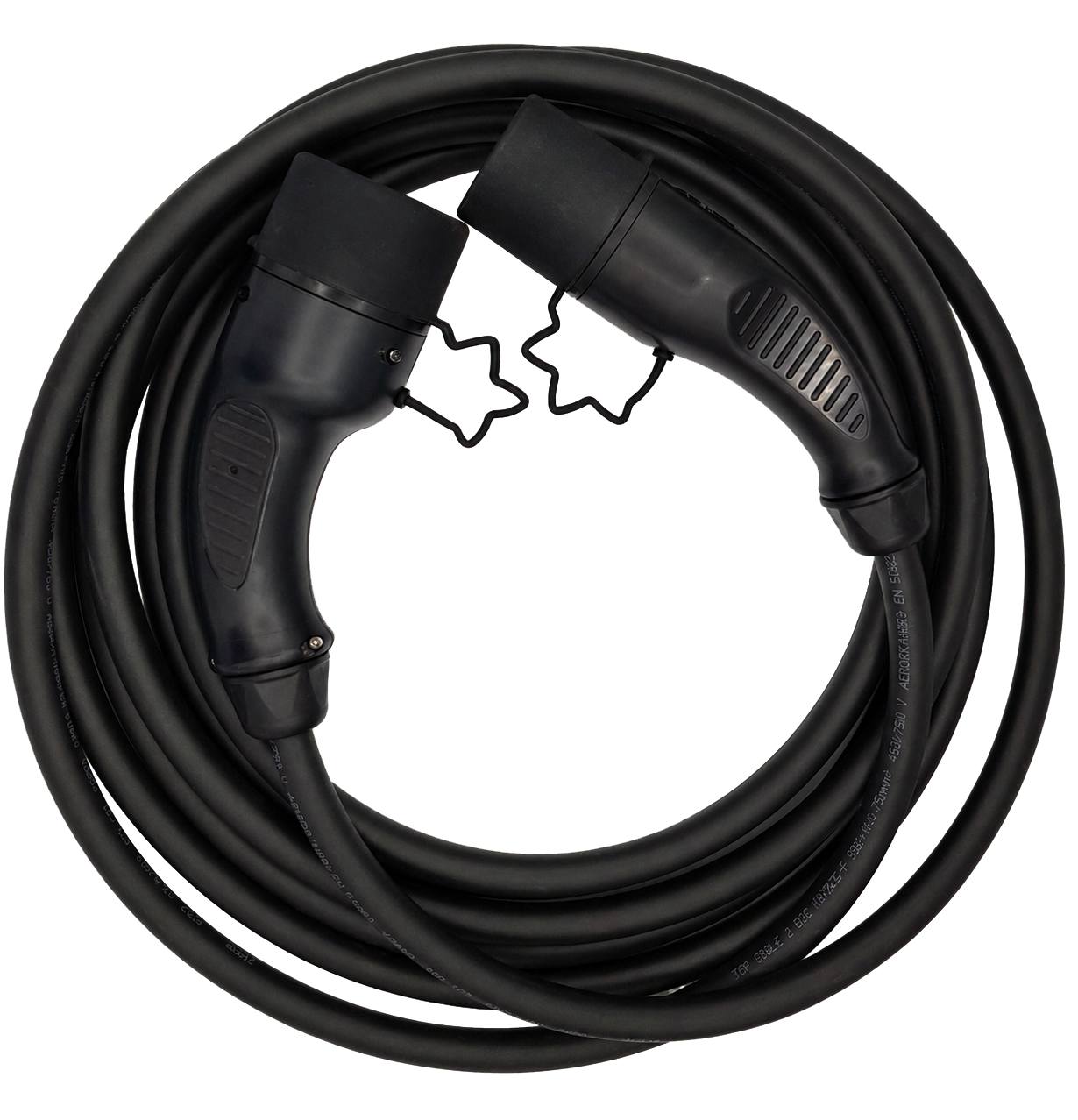 EV-charging-cable-2-transparent Câble de recharge type 2, triphasé 32A - 22kW – Image 1